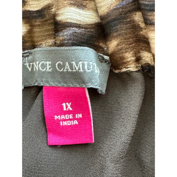 New ~ VINCE CAMUTO ~Leopard Print Side Tie Ruffle Hem A-Line Midi Skirt Size 1X - Picture 6 of 8